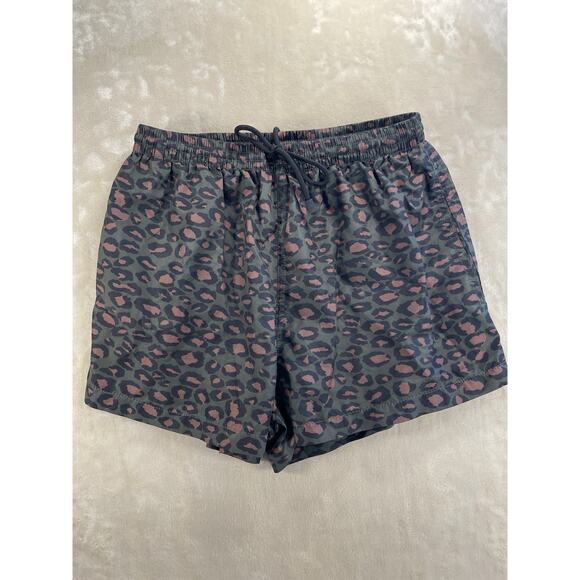 Mens Zara Animal Print Athletic Swim Lined Shorts Medium - Picture 2 of 8